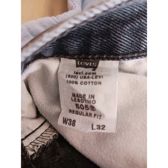 Levi's 505 Jeans Mens 38X32 Straight Leg Black Denim Fade - Picture 5 of 9